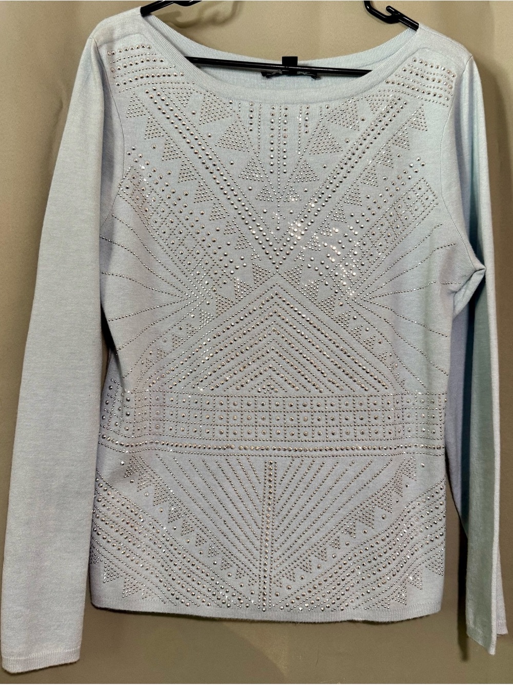 Boston Proper XL Light Blue Rhinestone Embellished Sweater